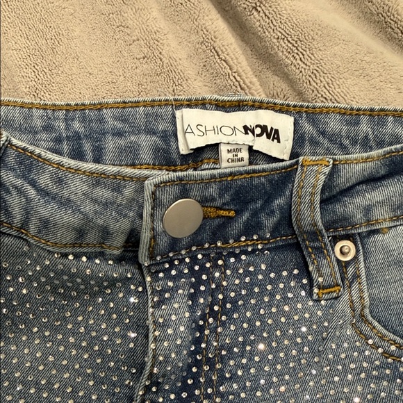 Fashion Nova Zahra Straight Embellished Straight Leg Jeans - Picture 3 of 7